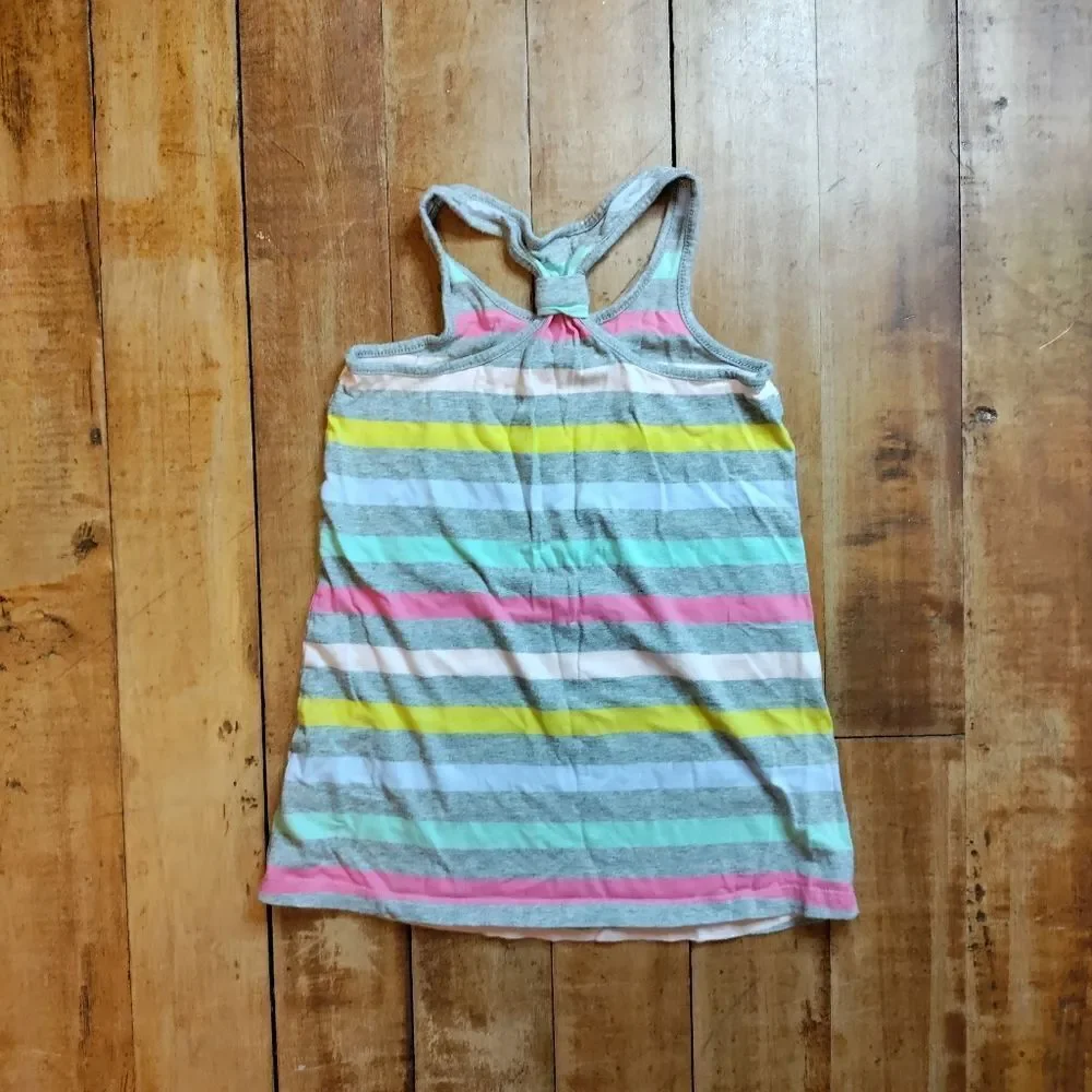 Gap dress 2T girls striped tank dress rainbow cotton summer pink mint green